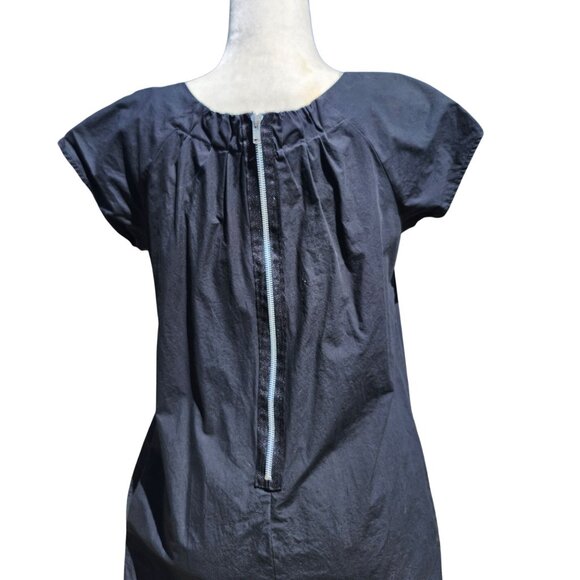 Mossimo Womens Medium Black Bubble Hem Dress Short-Sleeve Exposed Zipper Pockets - Picture 4 of 8